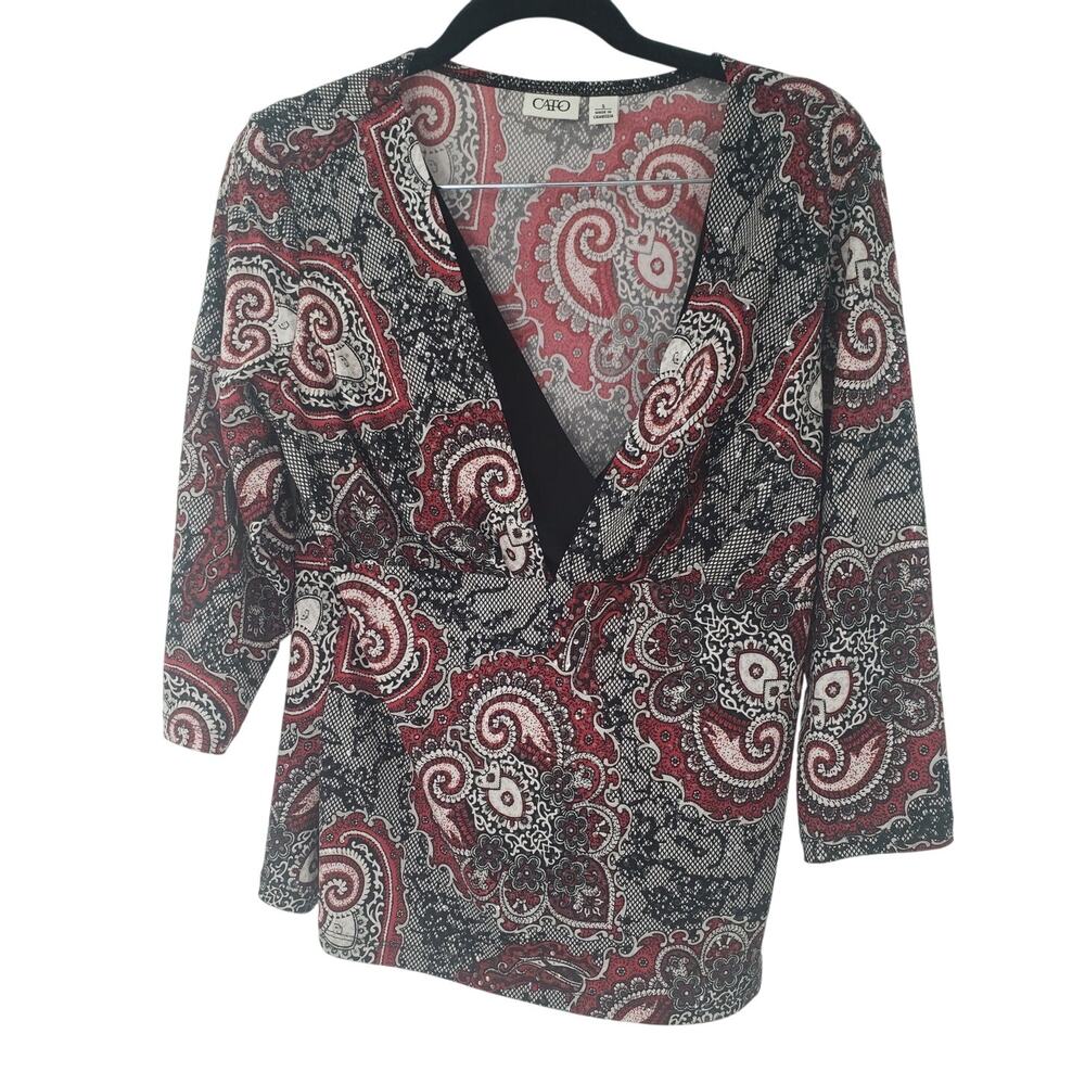CATO V-Neck 3/4 Sleeve Top Womens Size Small S